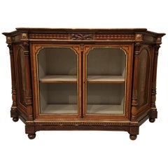 Exhibition Quality Victorian Burr Walnut, Amboyna and Ormolu Side Cabinet