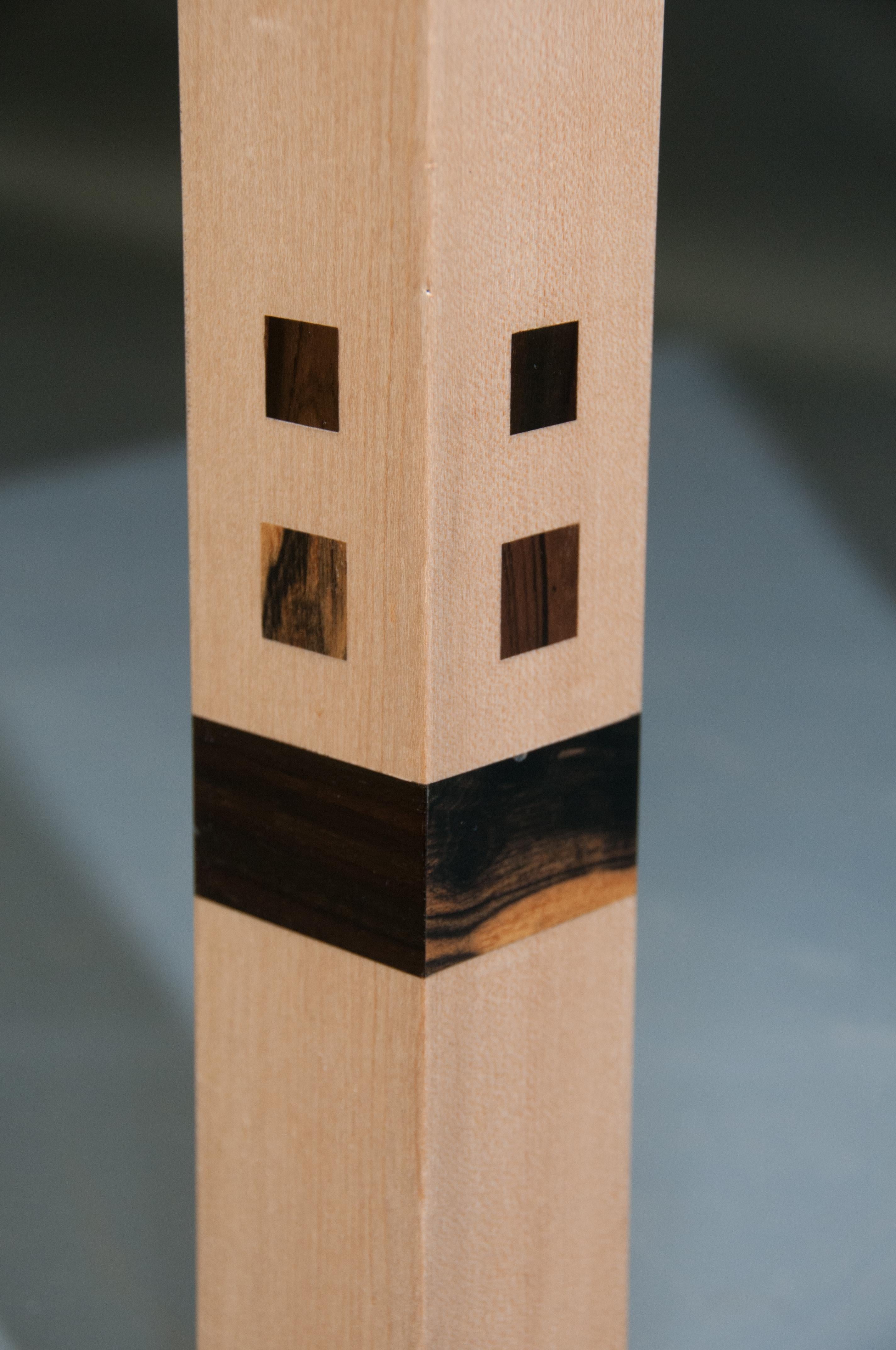 Expressionistic Geometric Inlaid Maple and Exotic Wood Console Table For Sale 7