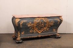 An Exquisite 18th Century Italian Rococo Bombé Marble Top Console Table