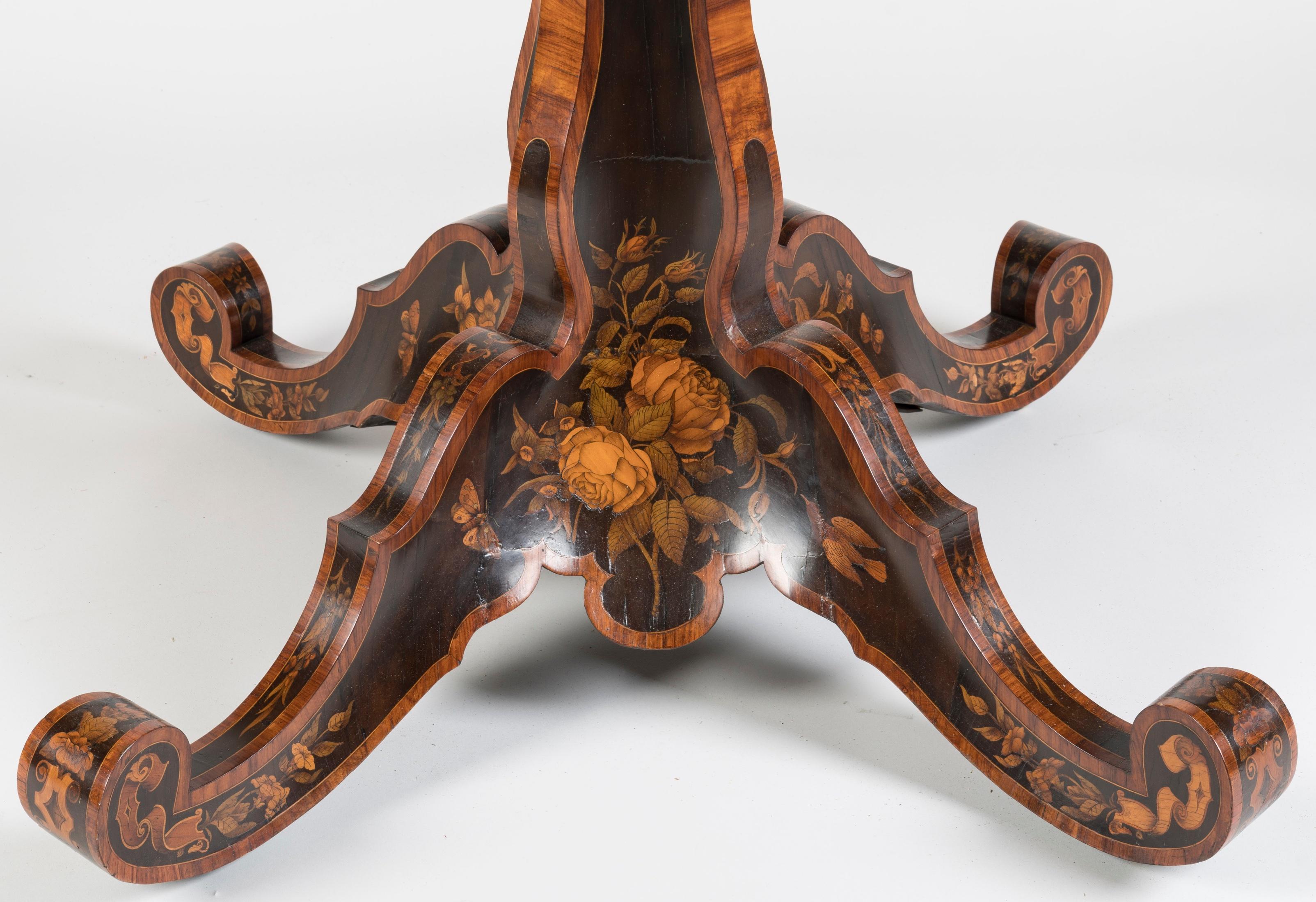 Exquisite 19th Century Burl Walnut and Marquetry Centre Table For Sale 2