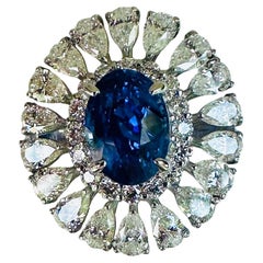 An Exquisite 3.10ct Unheated Blue Sapphire No Heat Platinum & Diamond Ring