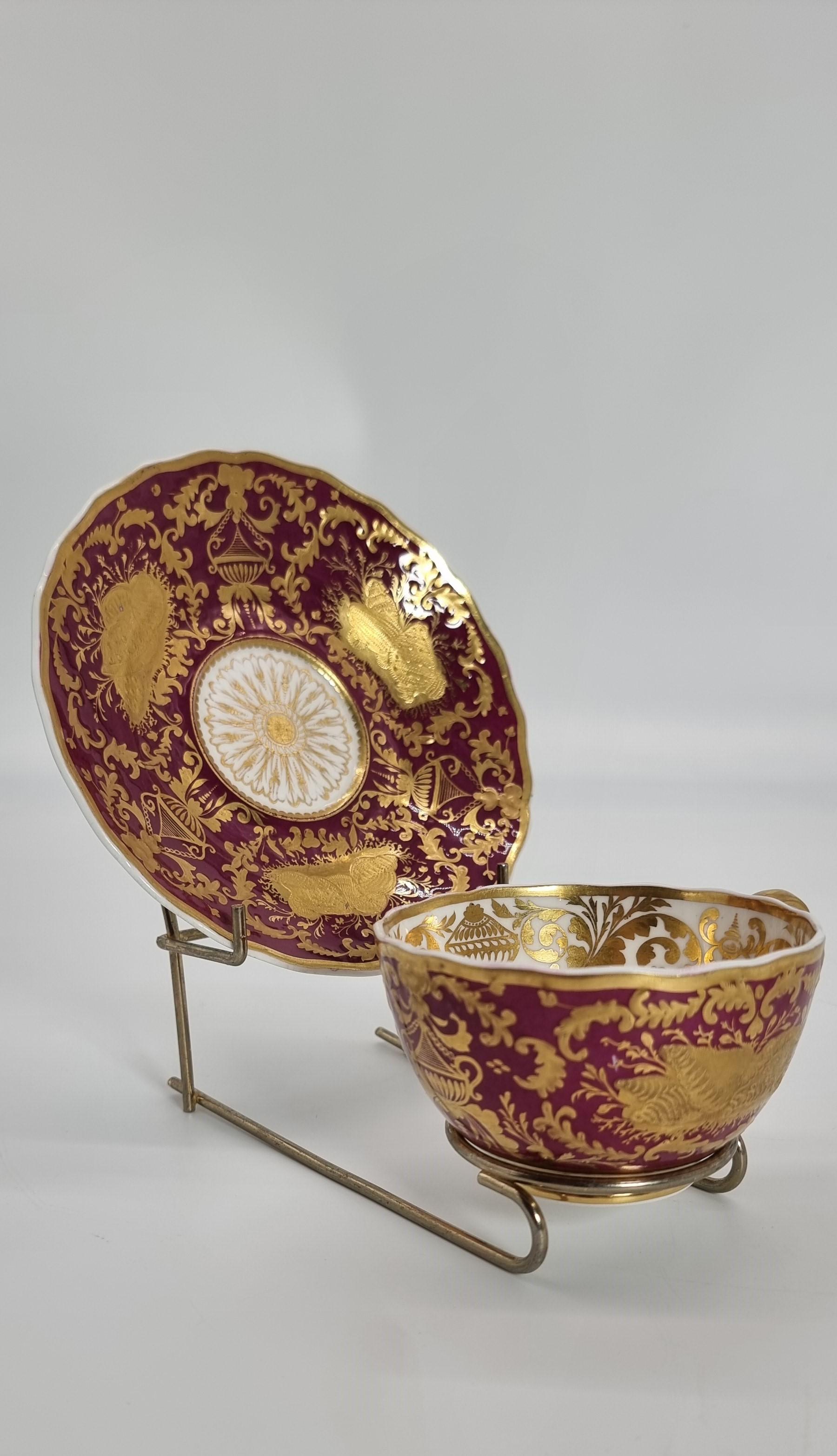 William IV An exquisite and rare early 19t C Spode cabinet cup and saucer circa 1830 For Sale