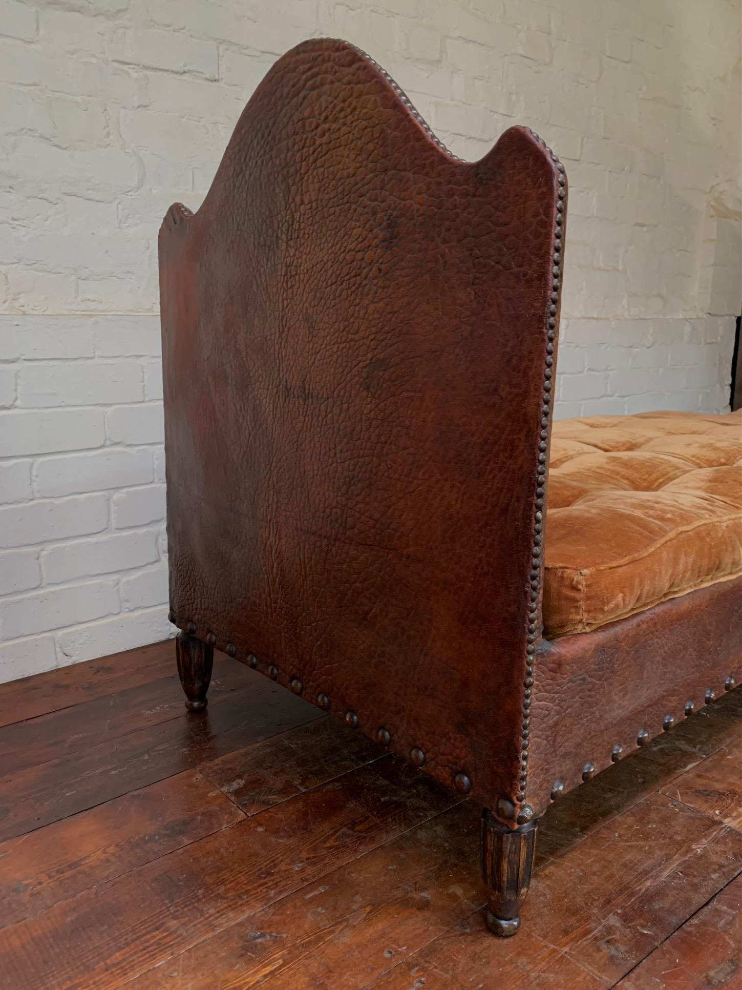 An Exquisite and Rare French Leather Daybed Completely Original, Circa 1920's For Sale 6