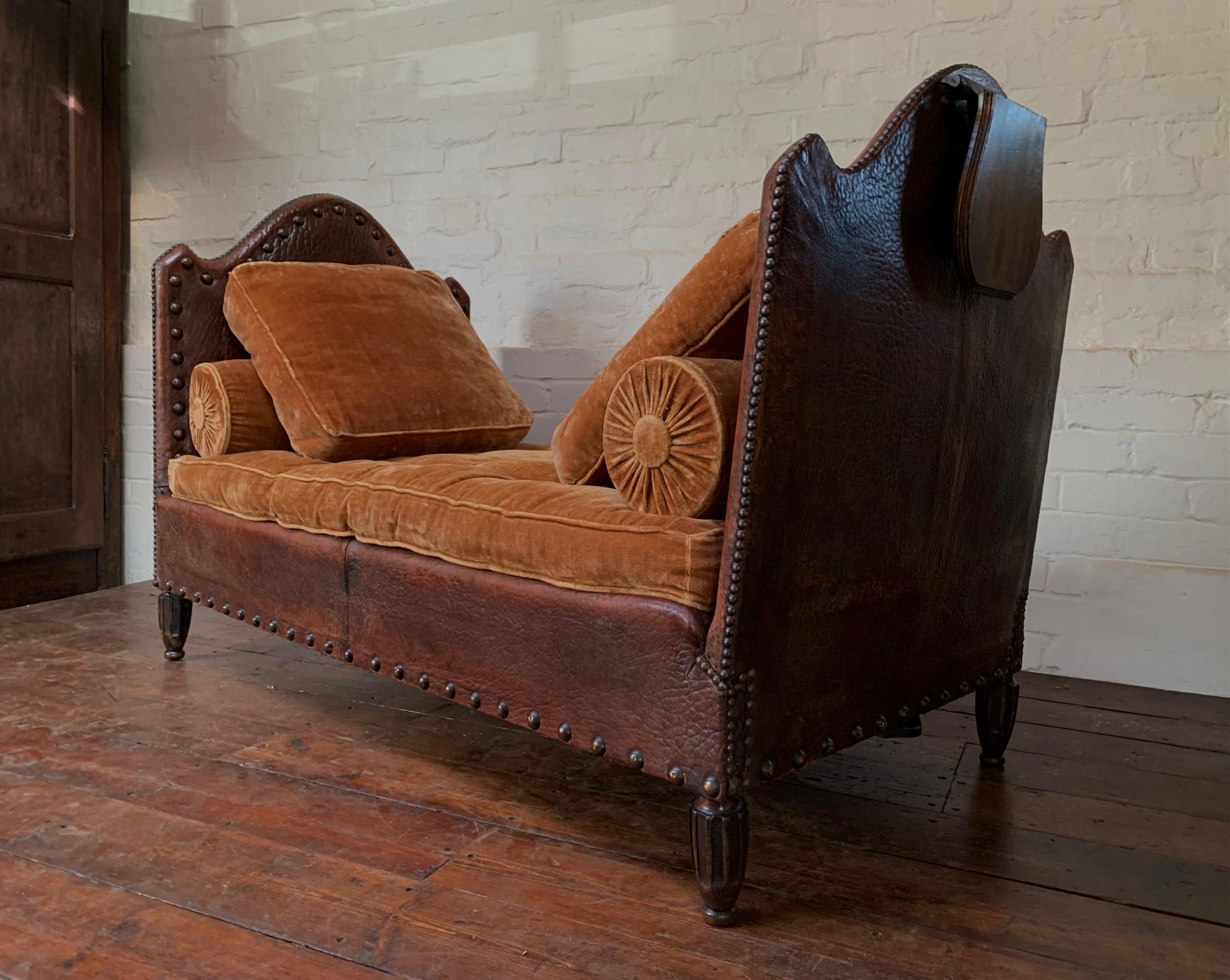 An Exquisite and Rare French Leather Daybed Completely Original, Circa 1920's For Sale 10