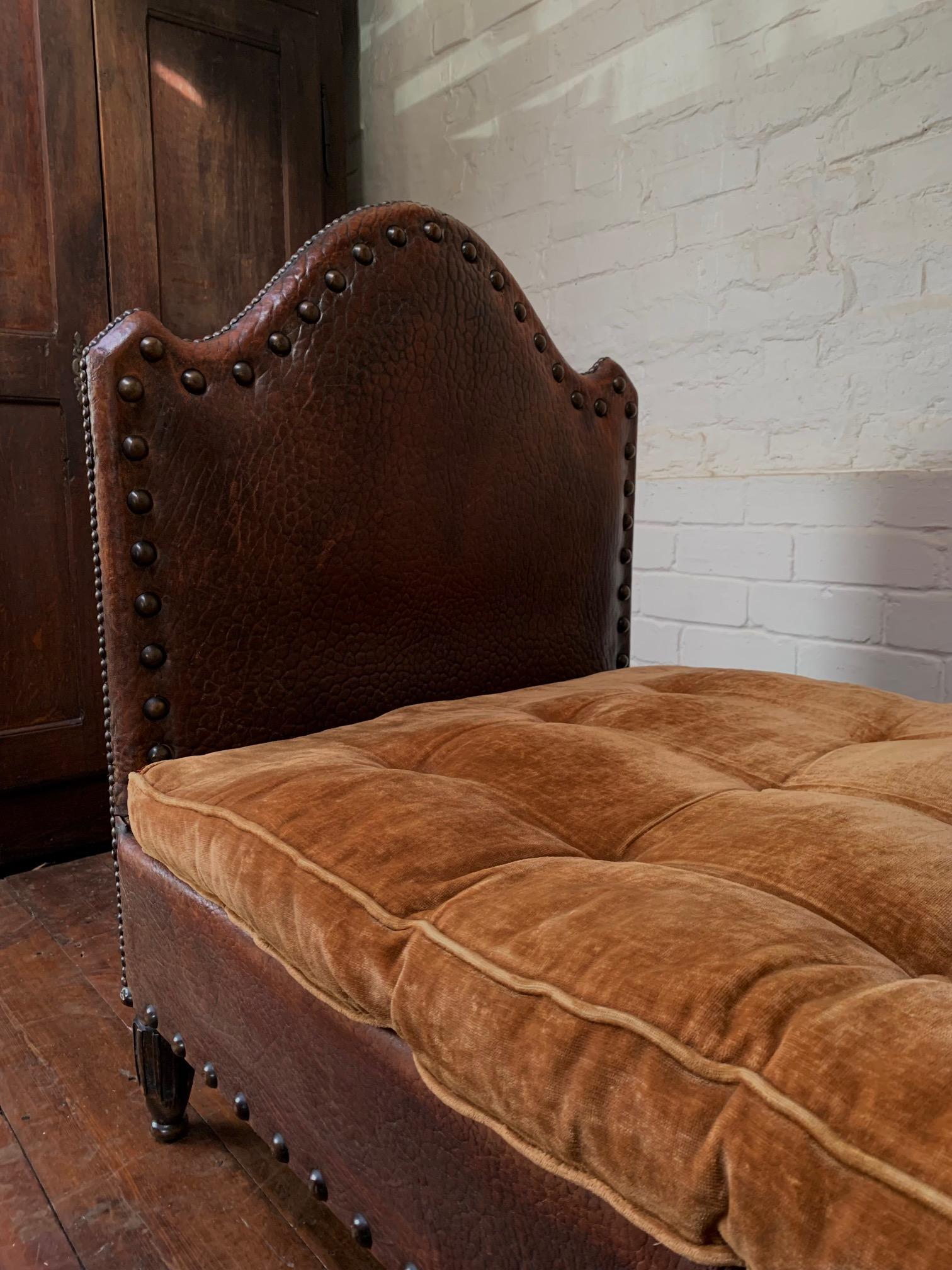 An Exquisite and Rare French Leather Daybed Completely Original, Circa 1920's For Sale 11