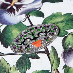 Una squisita spilla Antique French Multigem Japoisme