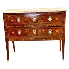 Antique French Louis XVI 'Commode Sauteuse' with Marble Top