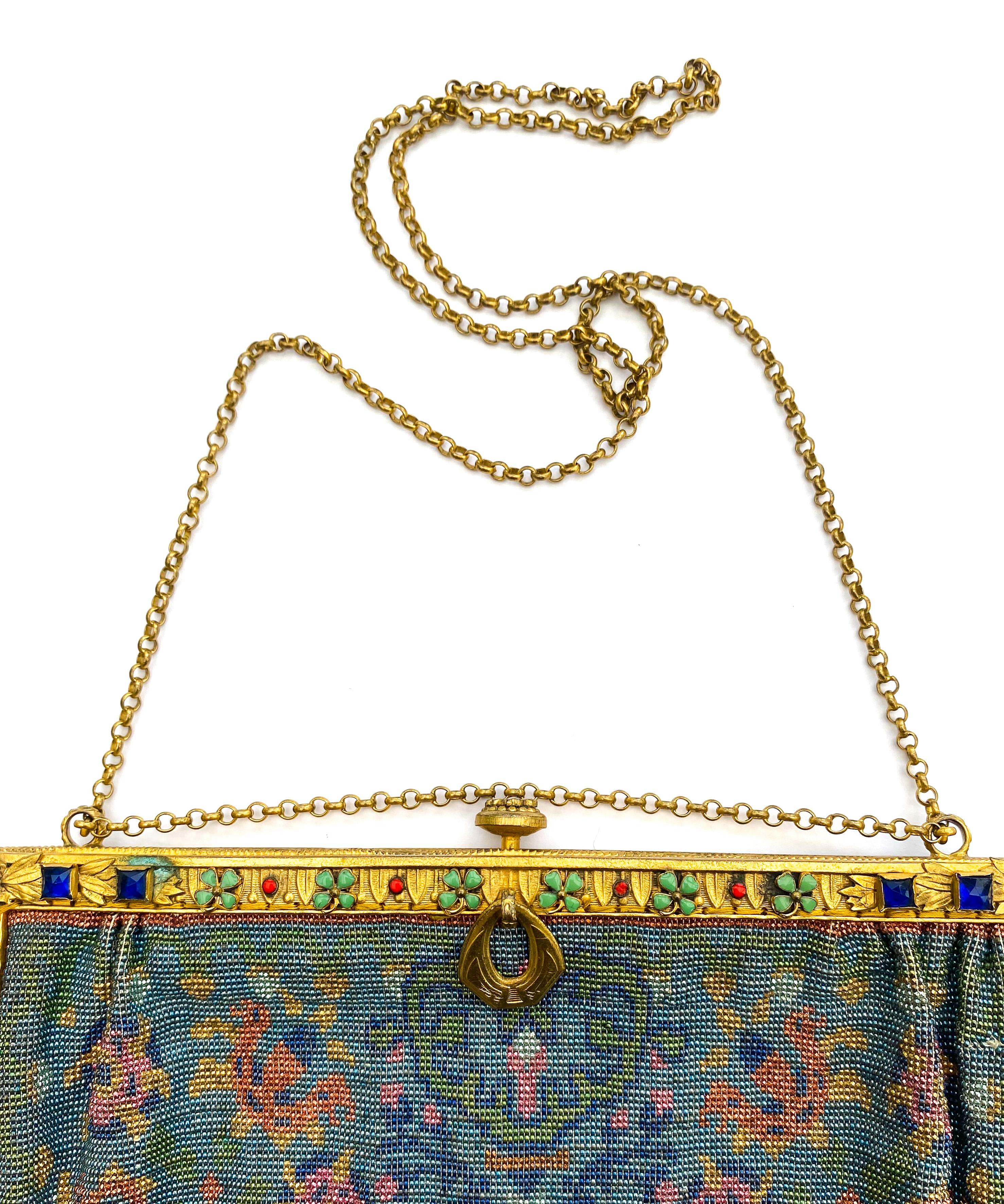 An exquisite fine micro beaded subtly coloured large handbag with jewelled frame 6