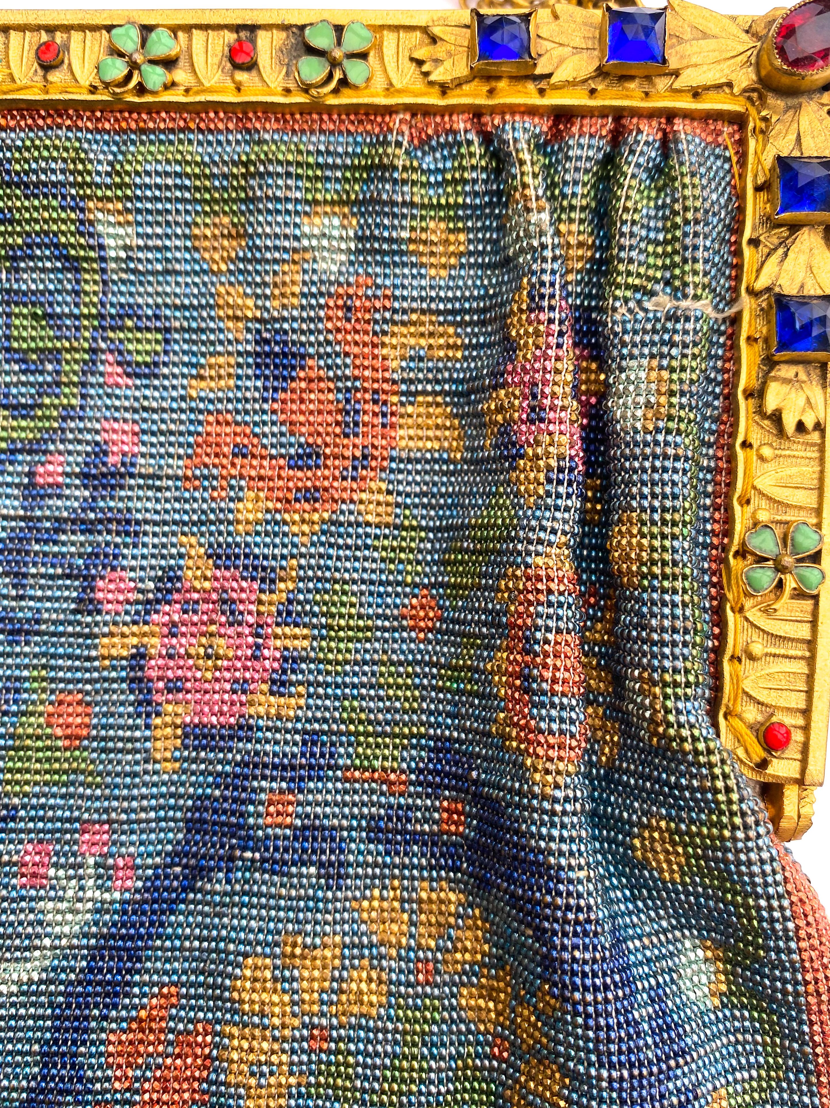 An exquisite fine micro beaded subtly coloured large handbag with jewelled frame 11