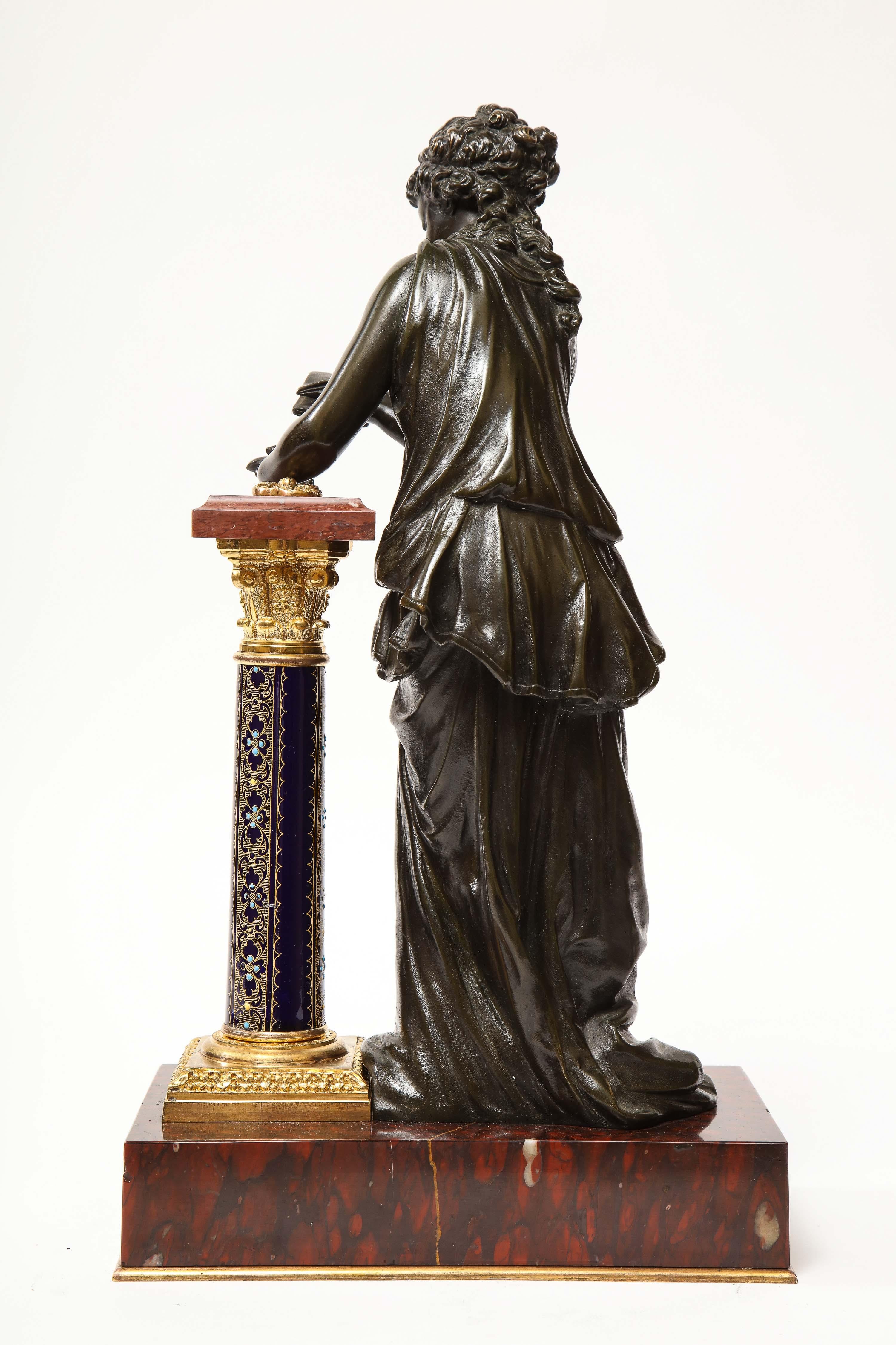 Exquisite French Bronze, Rouge Marble, and Sèvres Style Porcelain Sculpture 6