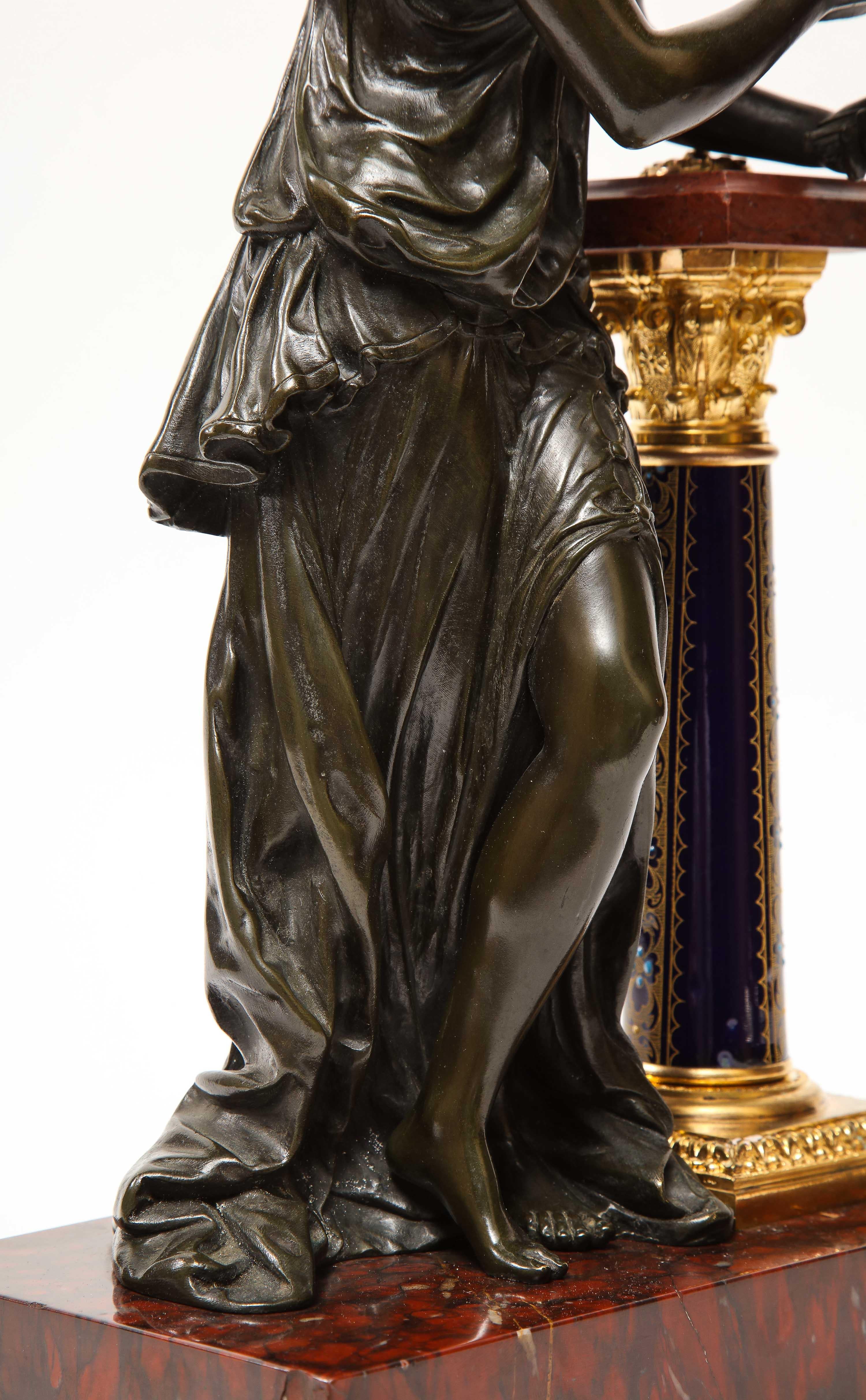 Exquisite French Bronze, Rouge Marble, and Sèvres Style Porcelain Sculpture 9
