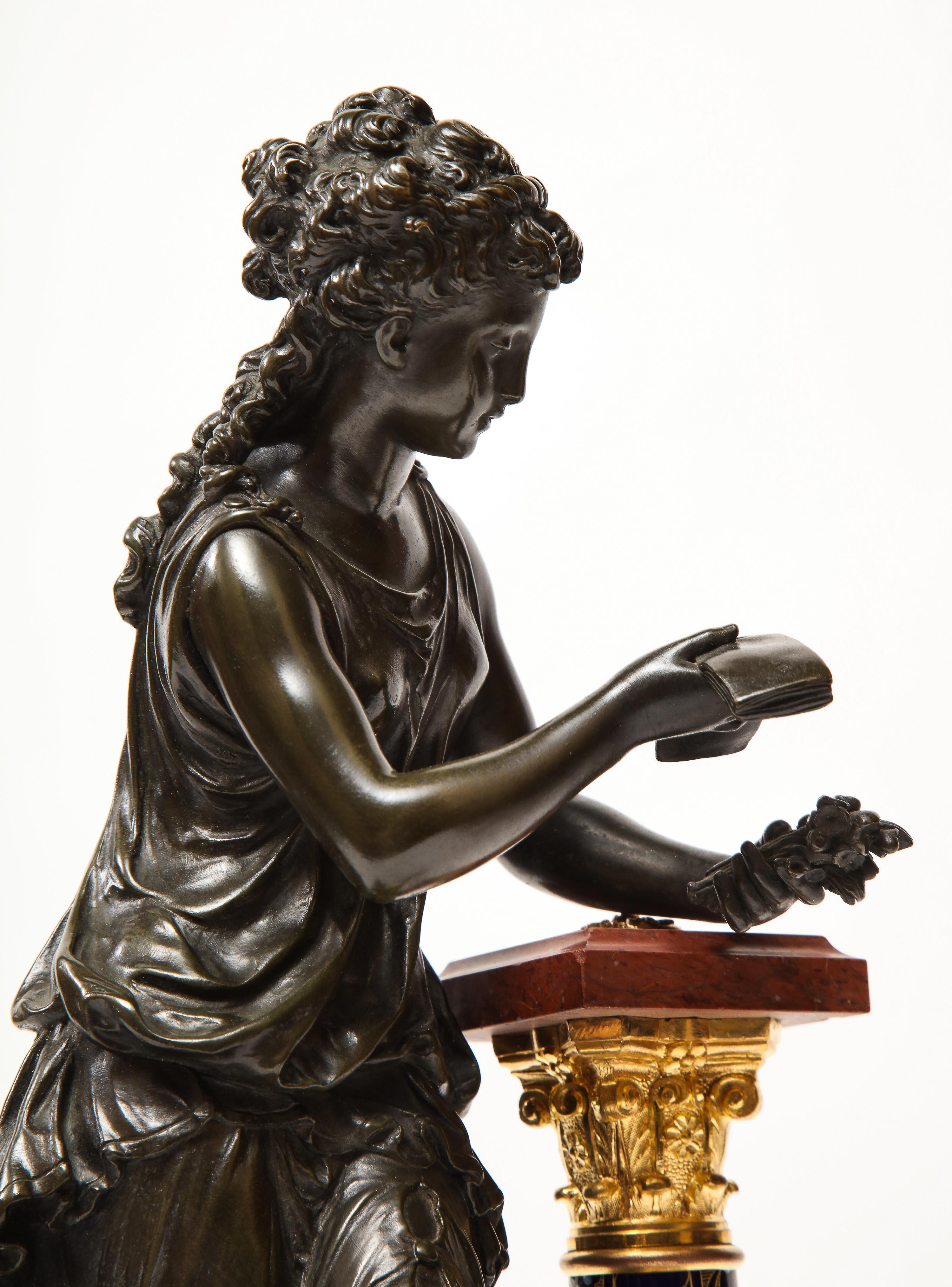 Exquisite French Bronze, Rouge Marble, and Sèvres Style Porcelain Sculpture 11