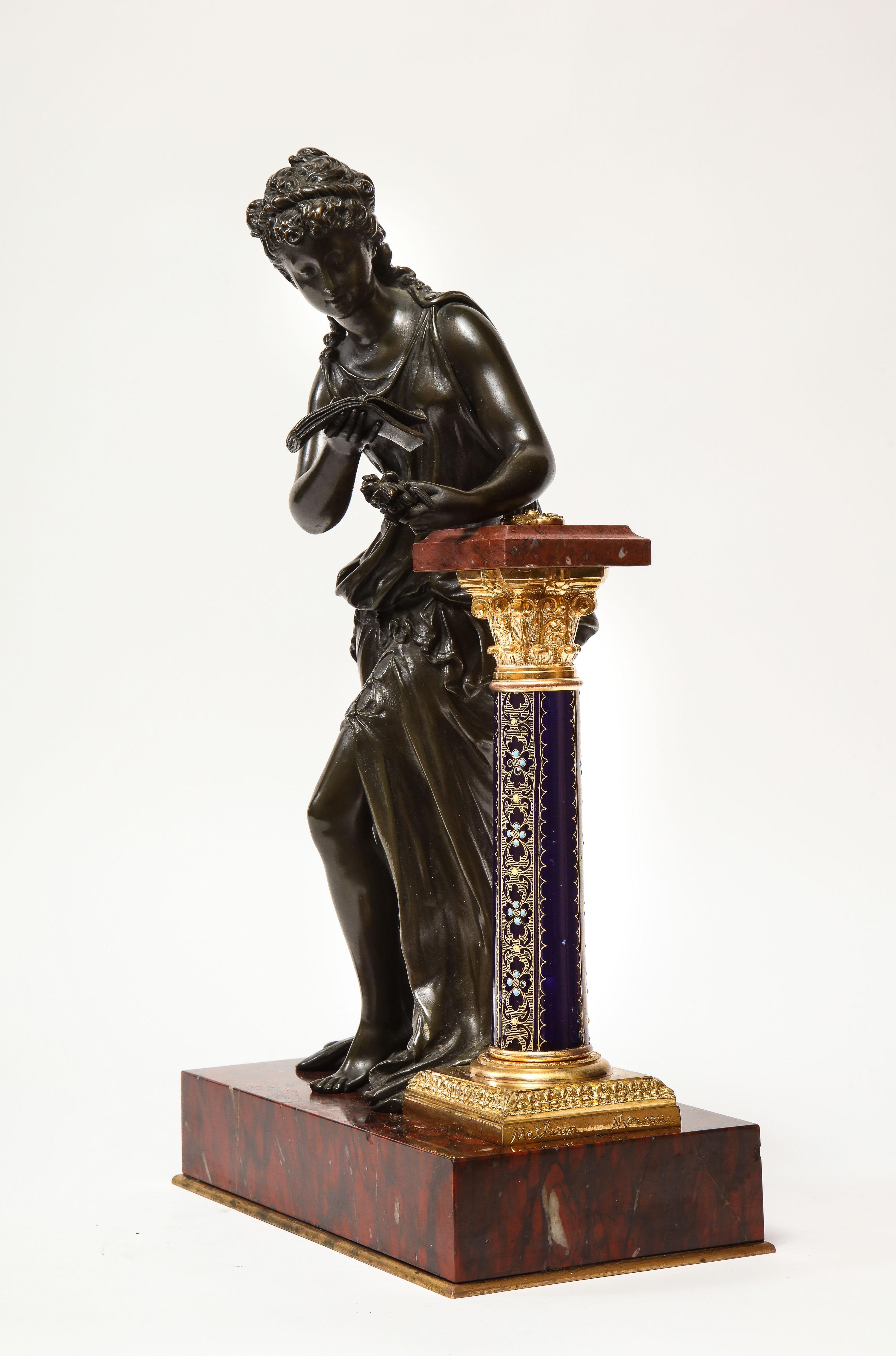 Exquisite French Bronze, Rouge Marble, and Sèvres Style Porcelain Sculpture In Good Condition In New York, NY