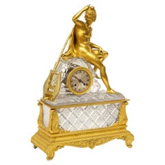 An Exquisite French Empire Ormolu and Cut-Crystal Clock, C. 1815