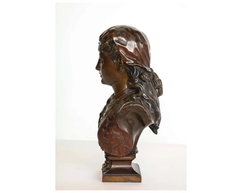 Exquisite French Multi-Patinated Orientalist Bronze Bust of Beauty, by Rimbez In Good Condition For Sale In New York, NY