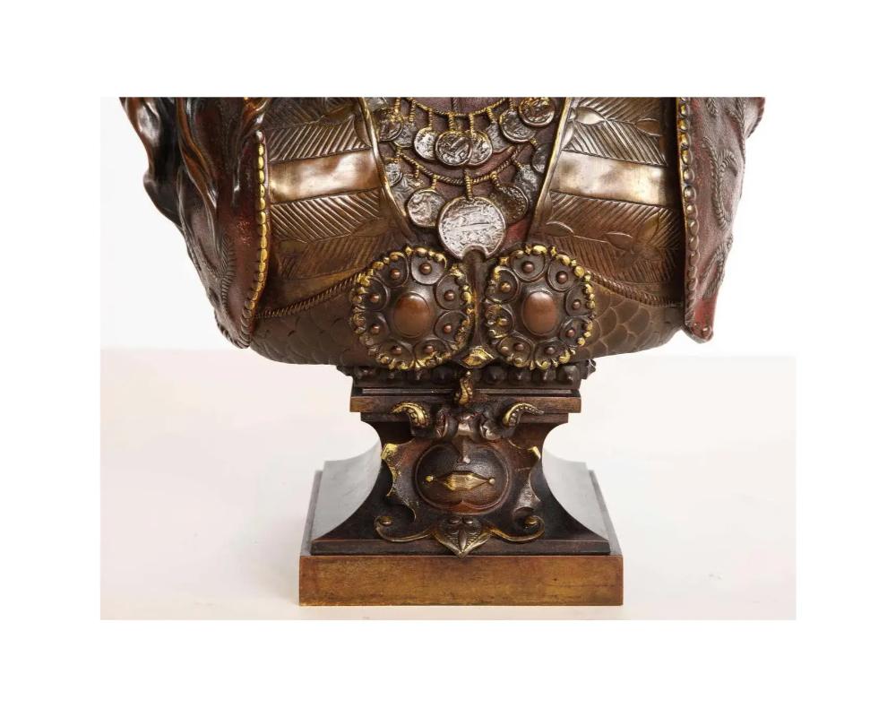 Magnifique buste de beauté orientaliste français en bronze multi-pierres, par Rimbez en vente 1