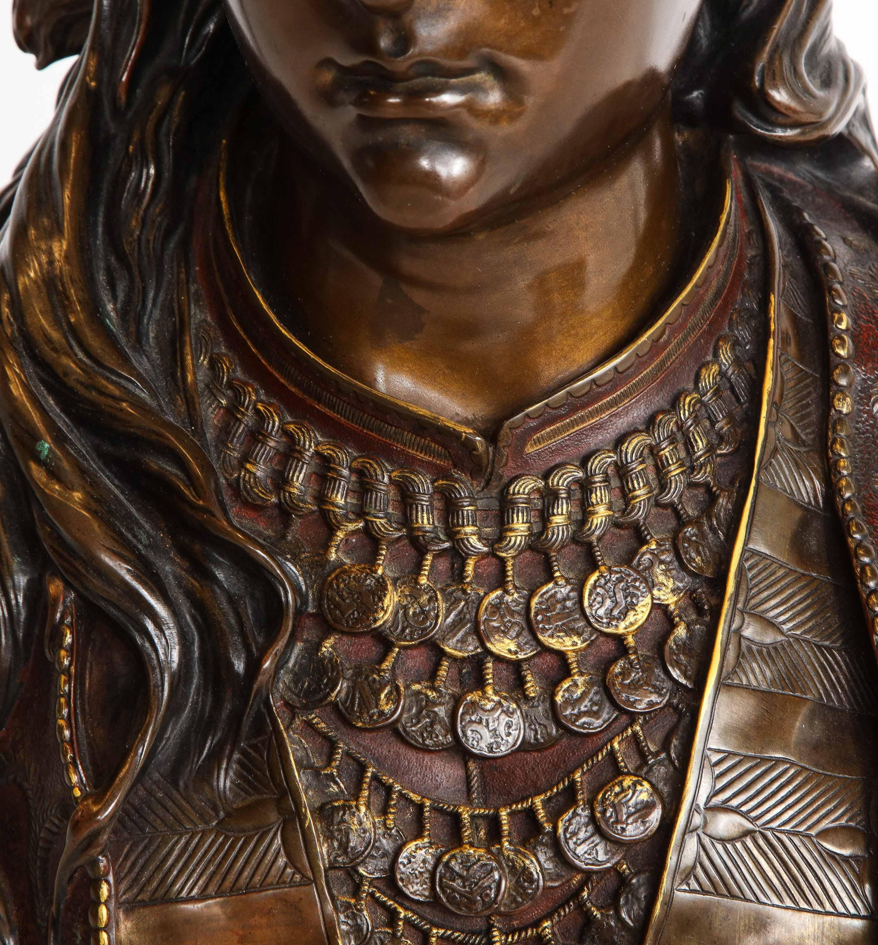 Exquisite French Multi-Patinated Orientalist Bronze Bust of Beauty, by Rimbez 2