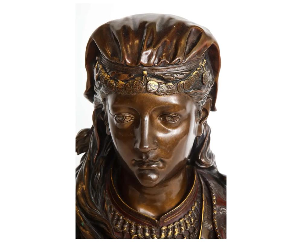 Magnifique buste de beauté orientaliste français en bronze multi-pierres, par Rimbez en vente 4