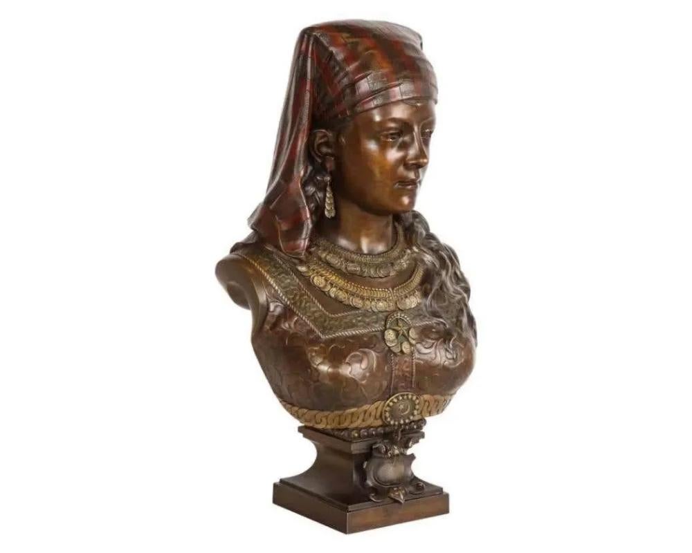 Unknown An Exquisite French Multi-Patinated Orientalist Bronze Bust of Saida, by Rimbez 