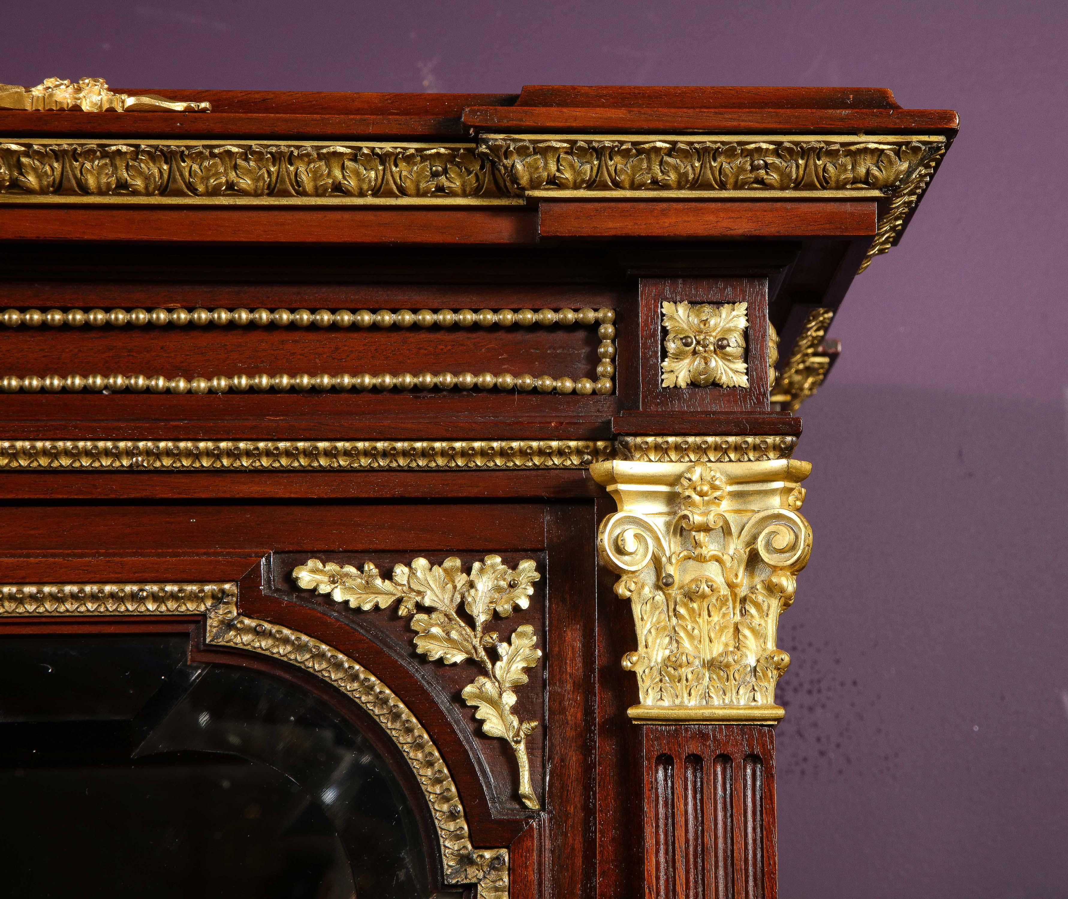 Exquisite French Ormolu-Mounted Mahogany and Glass Vitrine Cabinet For Sale 9