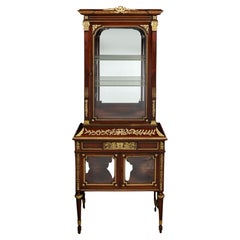 Exquisite French Ormolu-Mounted Mahogany and Glass Vitrine Cabinet