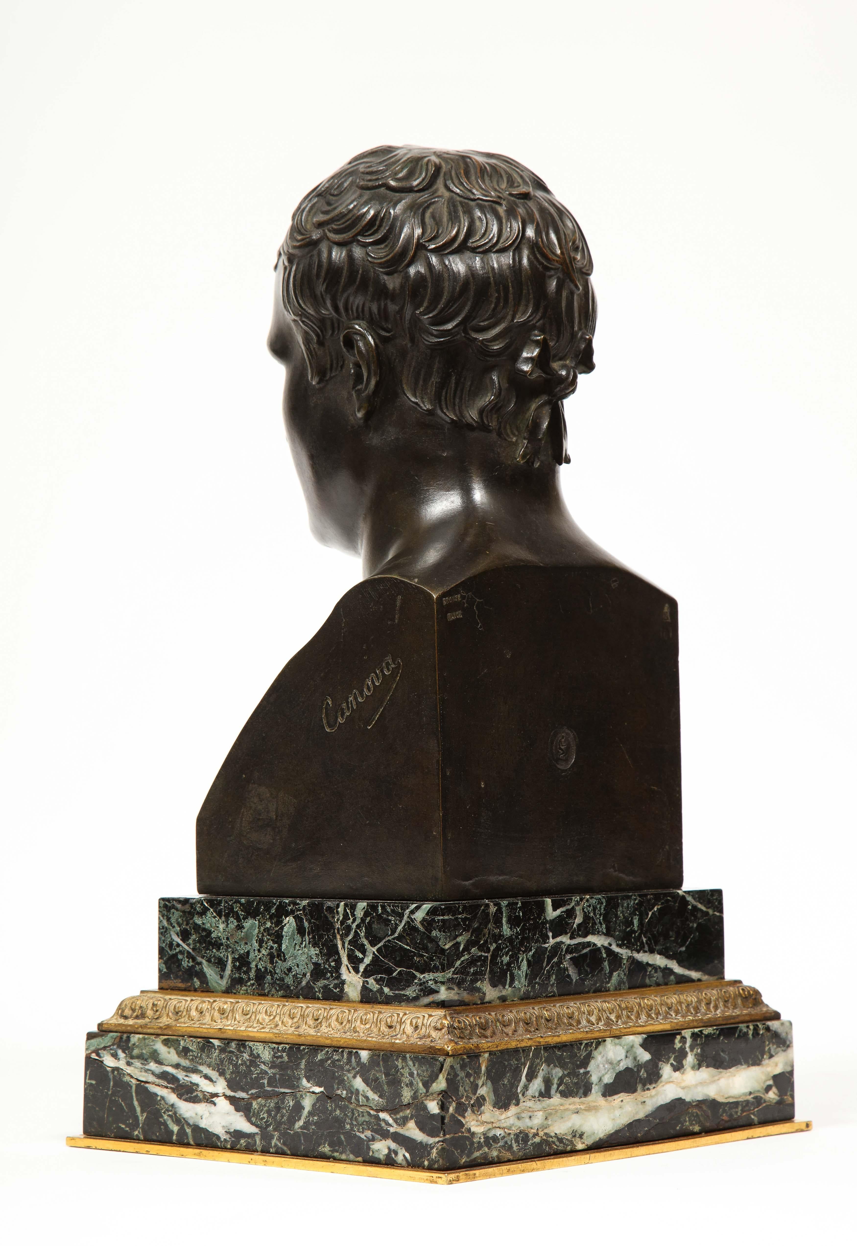 Exquisite French Patinated Bronze Bust of Emperor Napoleon I, after Canova 6