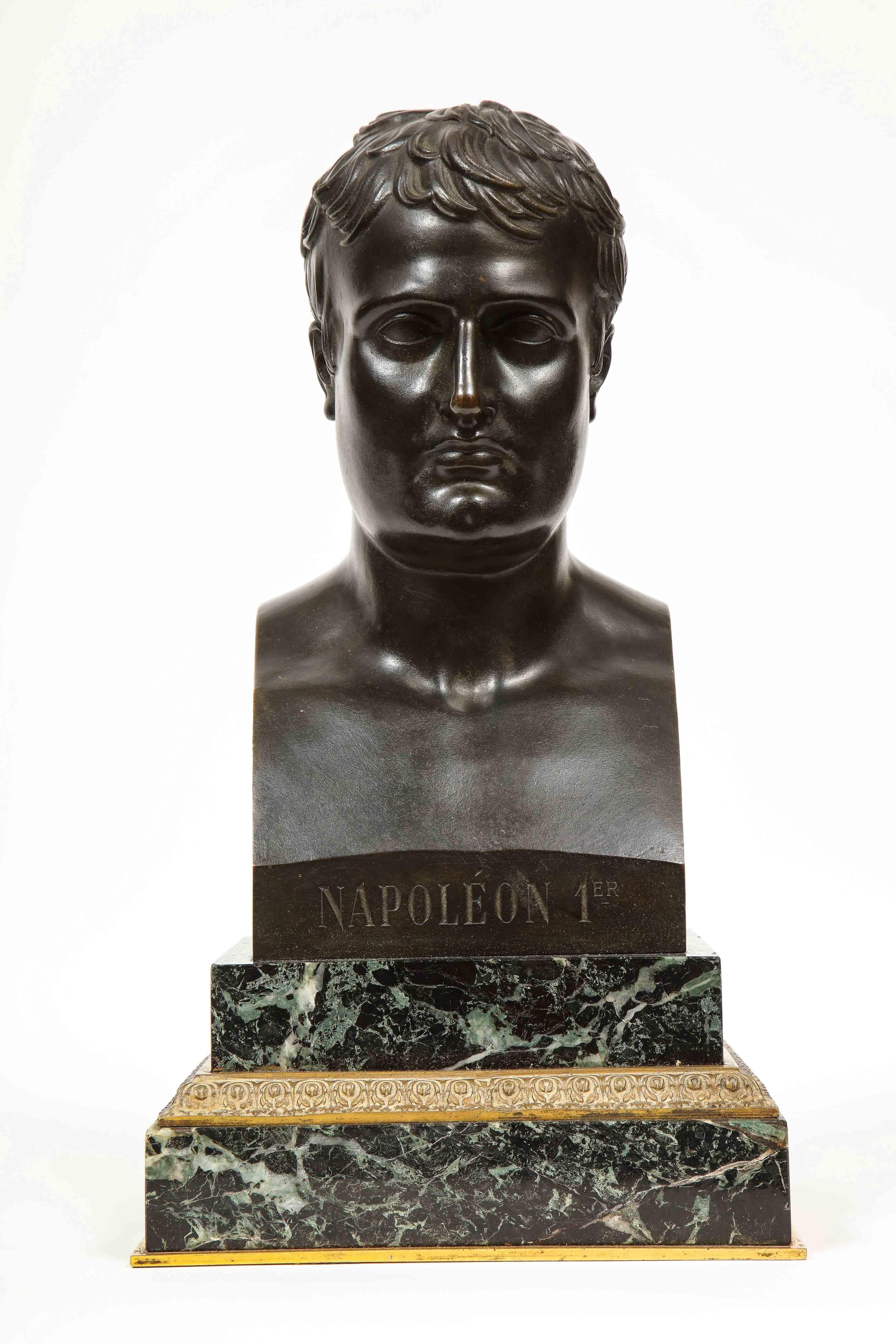 Exquisite French Patinated Bronze Bust of Emperor Napoleon I, after Canova In Good Condition In New York, NY