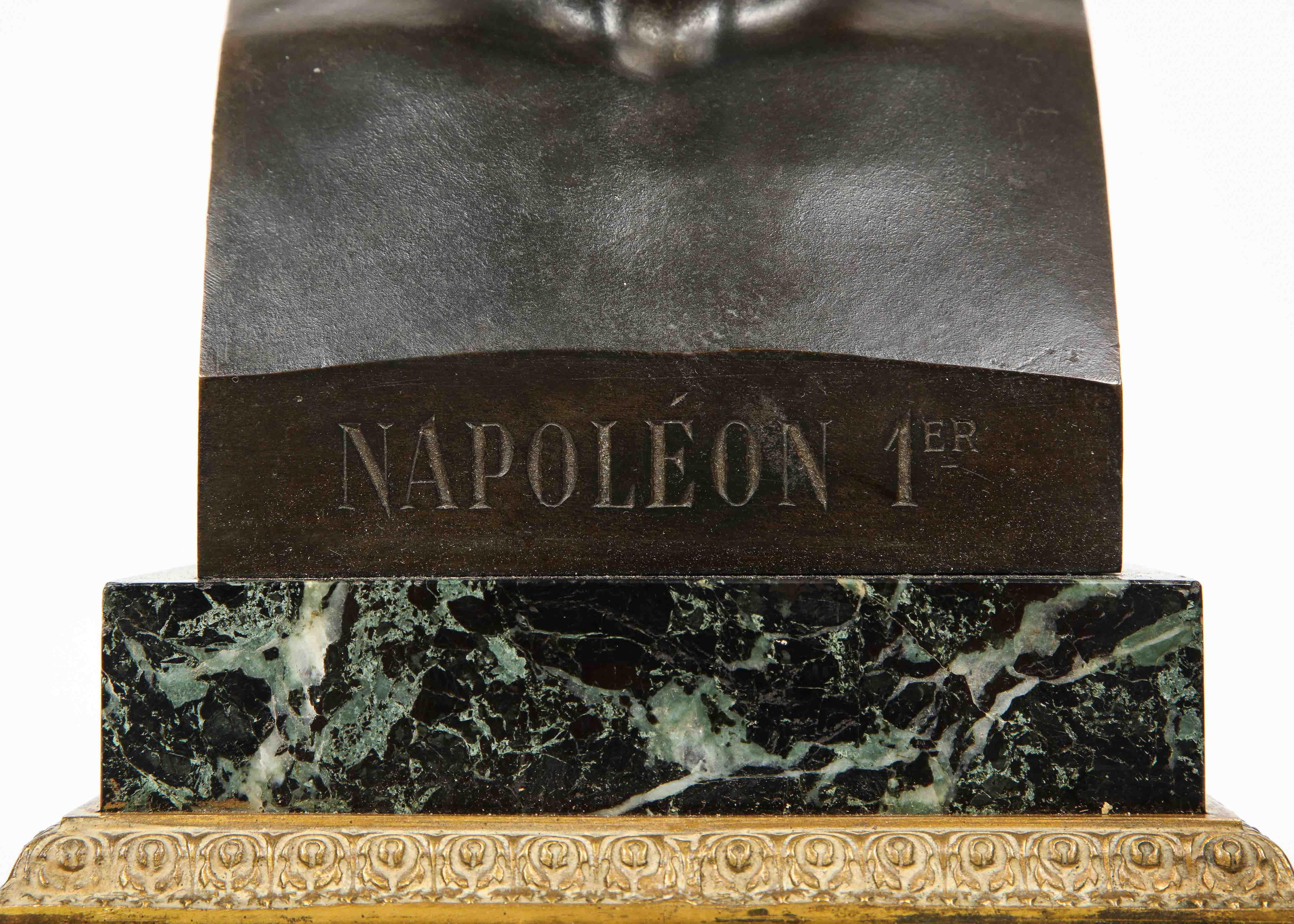 19th Century Exquisite French Patinated Bronze Bust of Emperor Napoleon I, after Canova