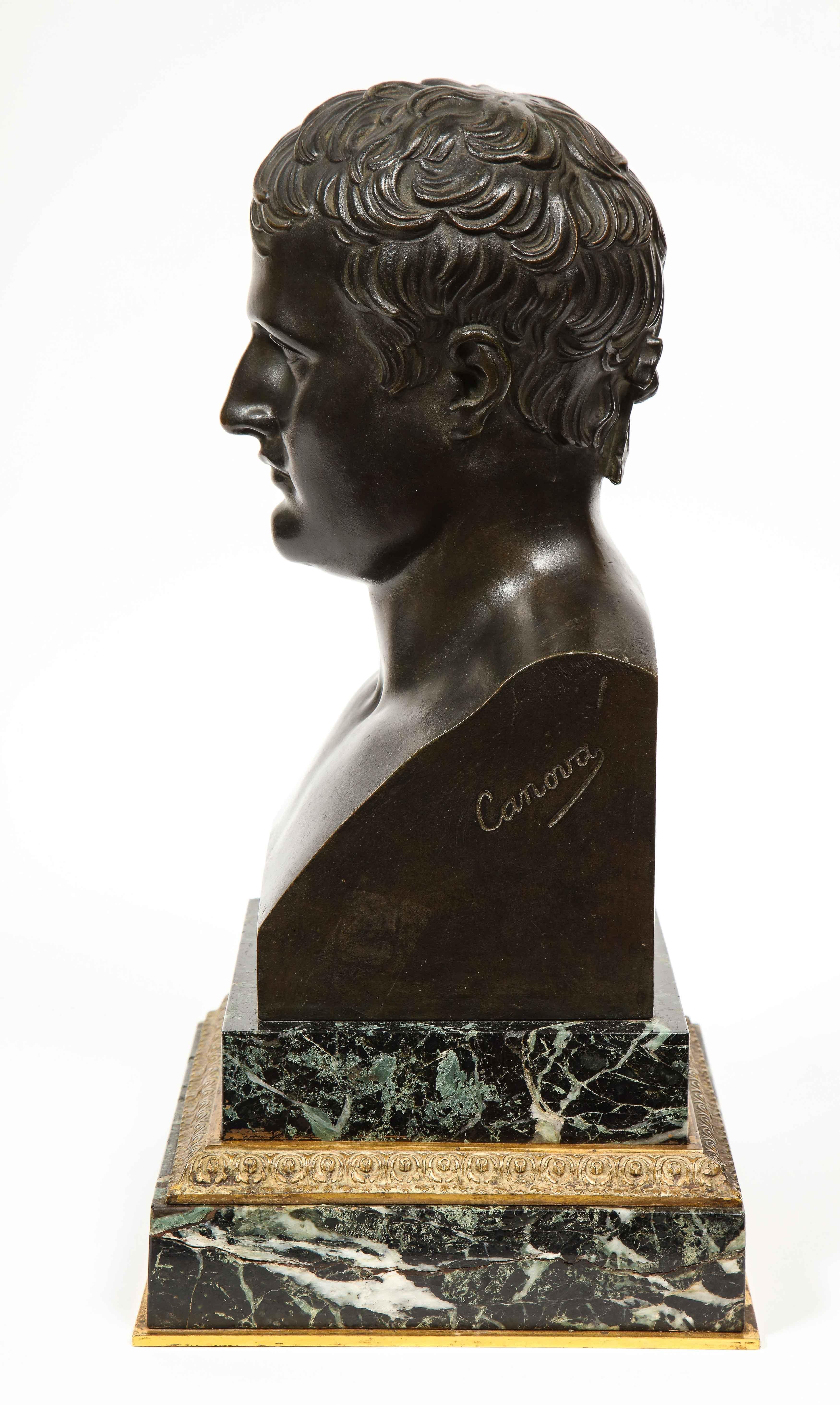 Exquisite French Patinated Bronze Bust of Emperor Napoleon I, after Canova 5