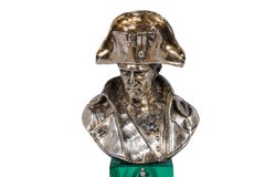Uno squisito busto francese di Napoleone in argento e malachite, opera di Emile Pinedo