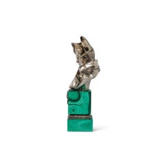 Uno squisito busto francese di Napoleone in argento e malachite, opera di Emile Pinedo