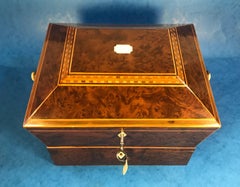 Exquisite George III Sycamore and Rosewood Sewing Basket