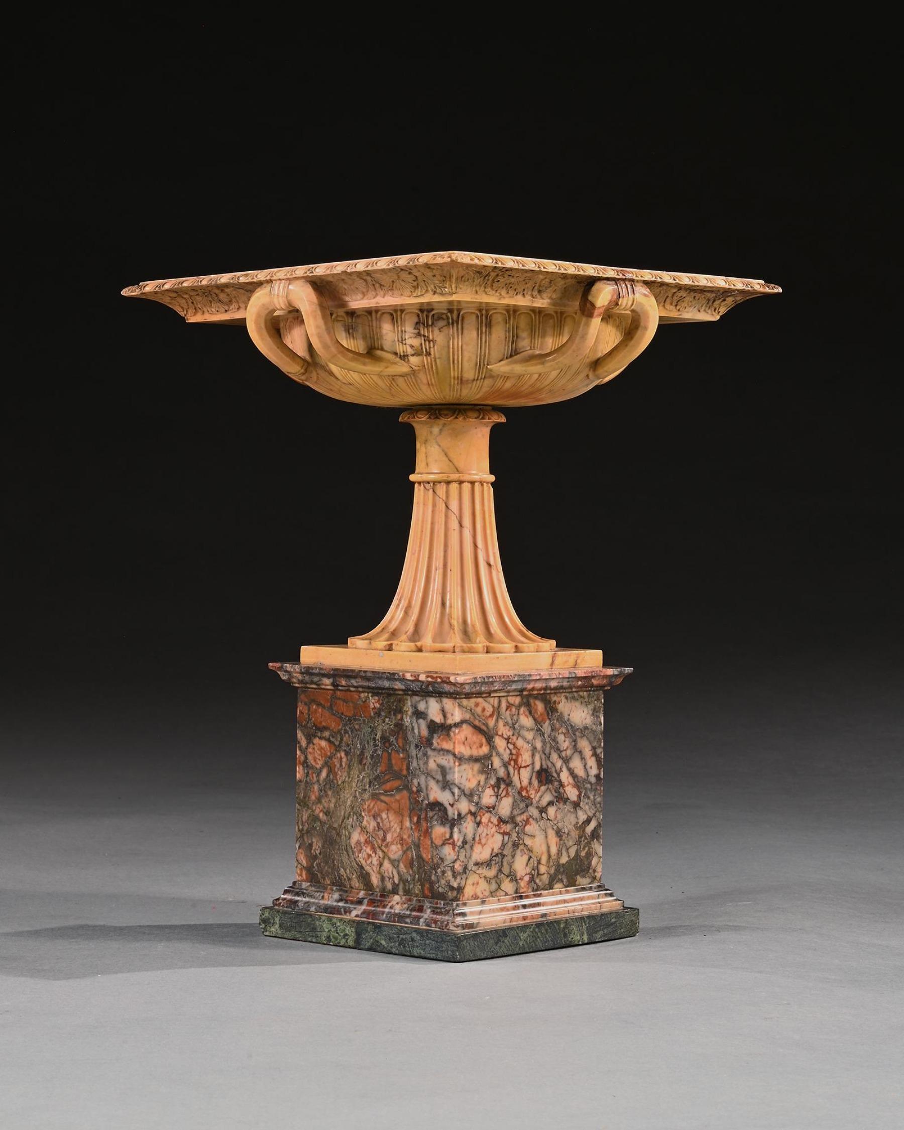 An Exquisite Giallo Antico Tazza of Unusual Square Section With Finely Carved Interior Attributed to Benedetto Boschetti 

Italy Circa1820-40

Provenance
The private collection of Will Fisher, antique dealer and connoisseur and the founder of Jamb