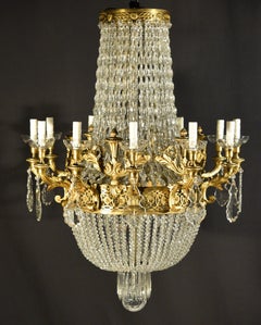 Exquisite Gilt Bronze and Crystal Chandelier