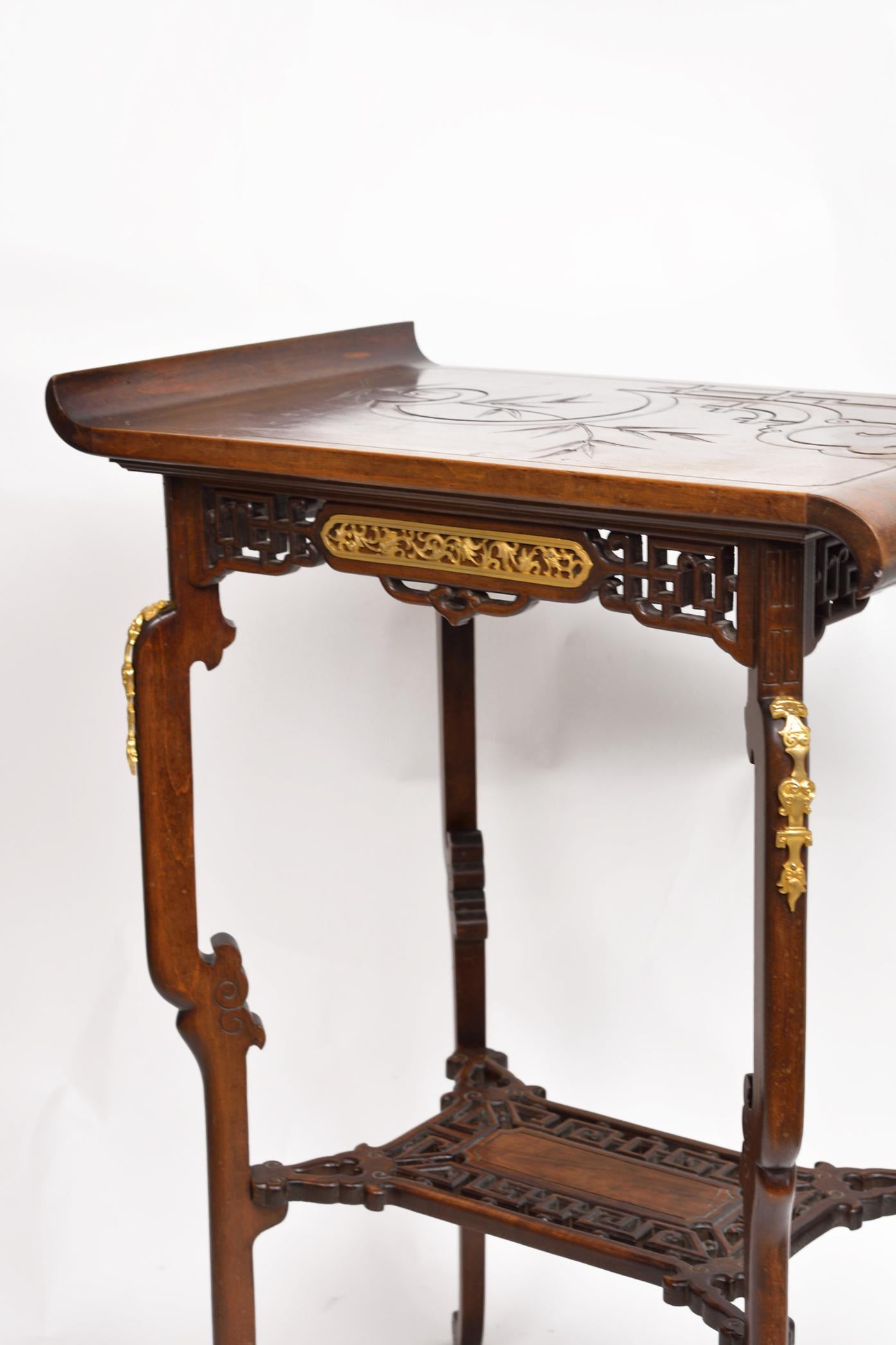 French Exquisite Japanese-Style Table by Gabriel Viardot, circa 1880