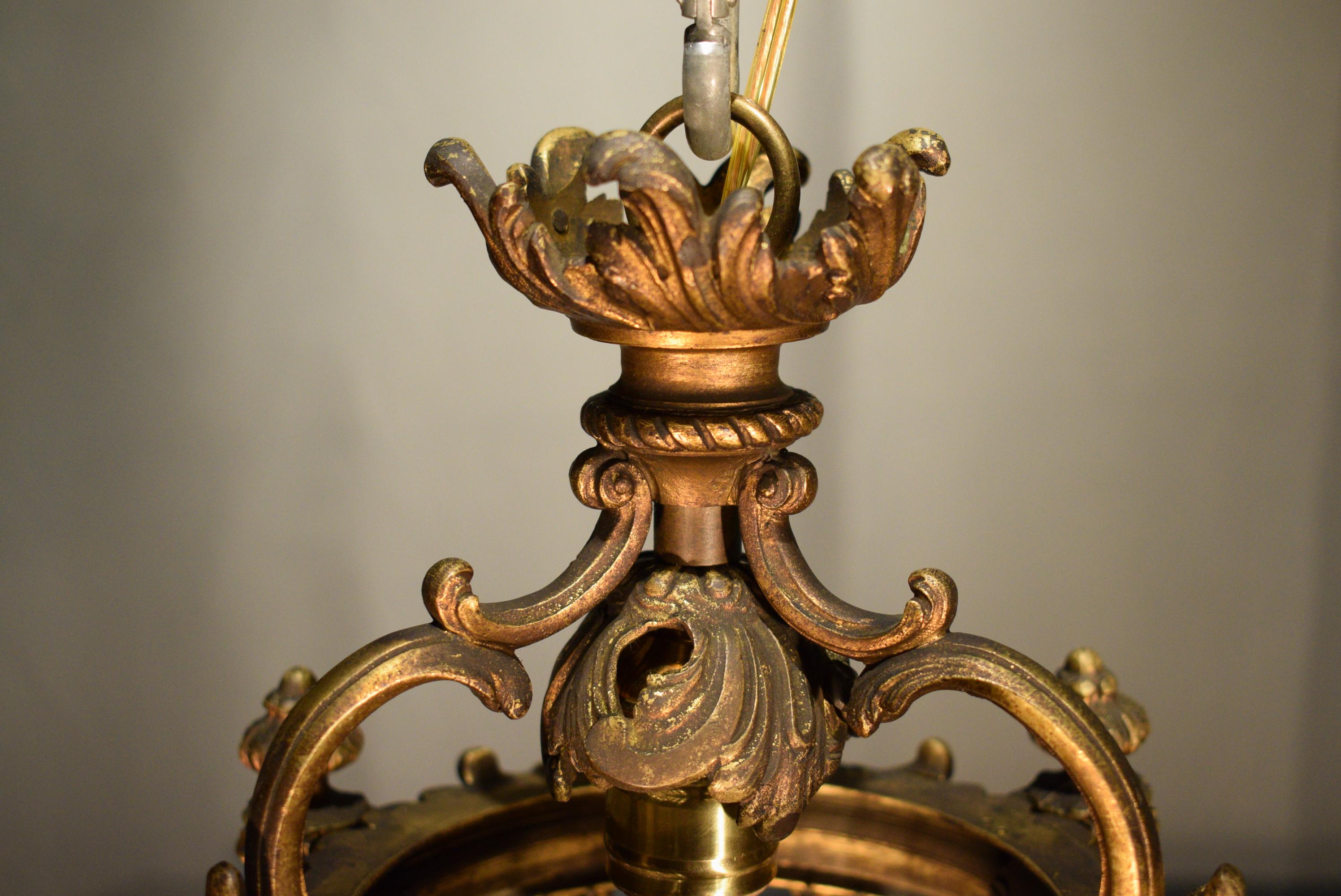 Exquisite Louis XV Style Pendant, Gilt Bronze and Crystal 2