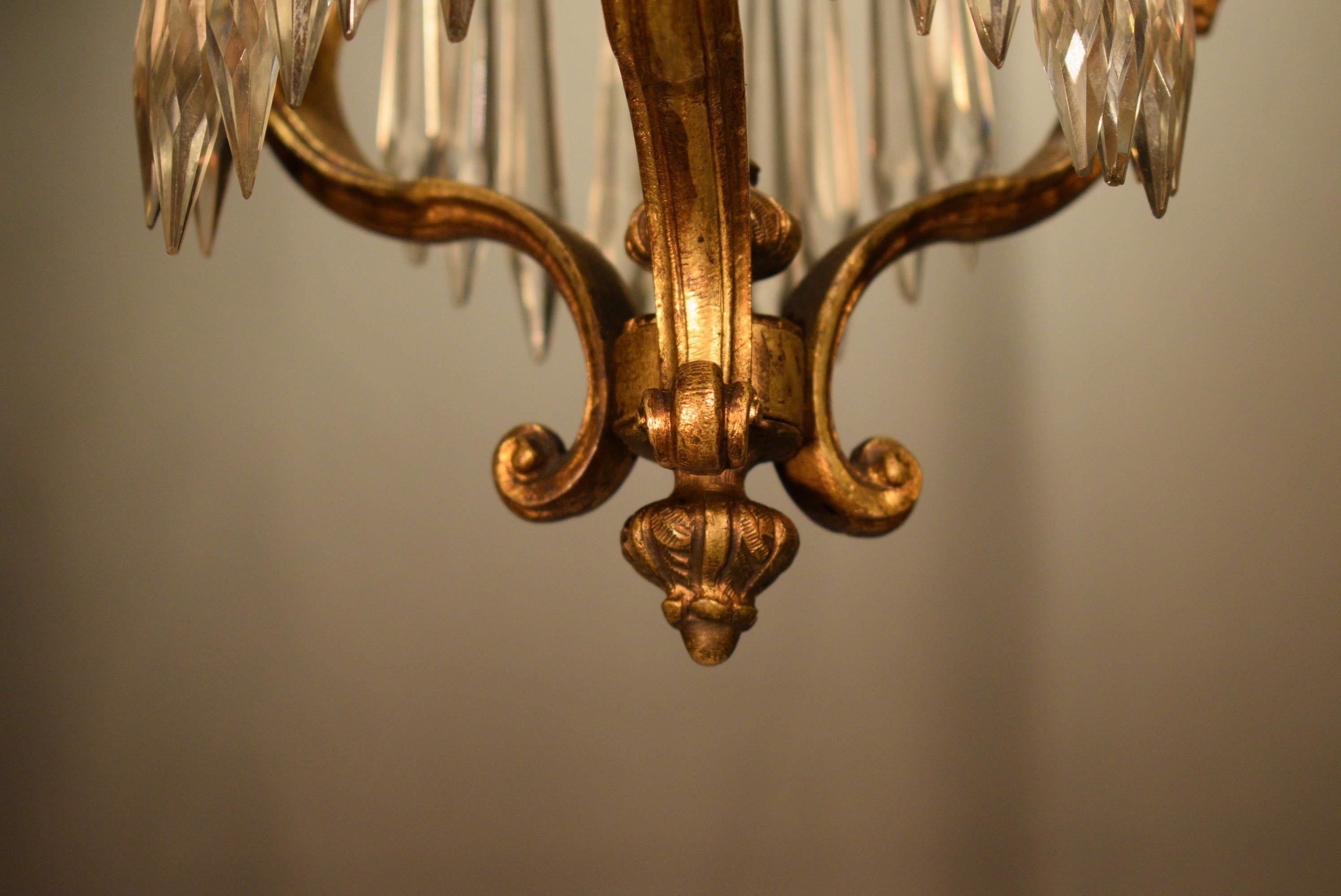 Exquisite Louis XV Style Pendant, Gilt Bronze and Crystal 4