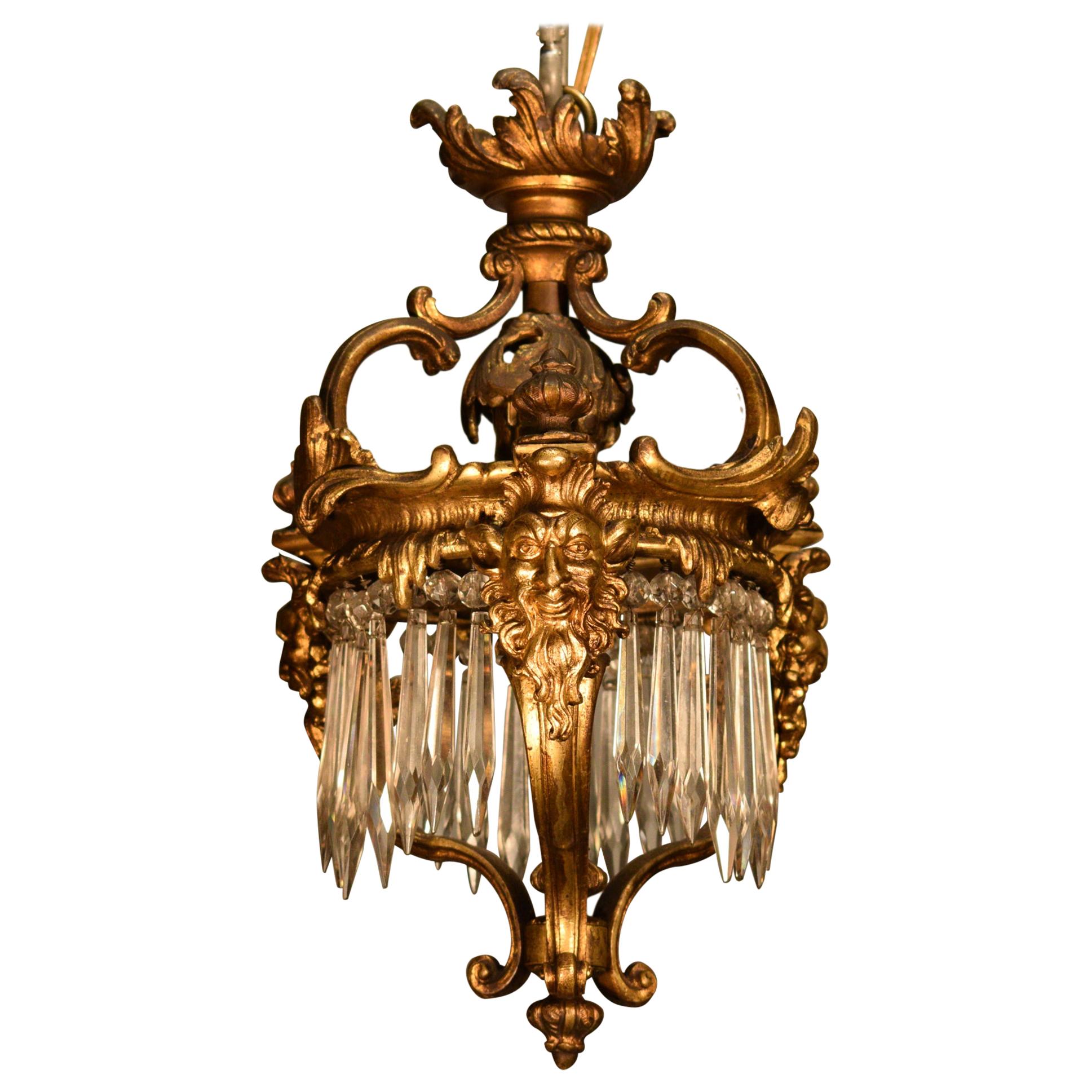 Exquisite Louis XV Style Pendant, Gilt Bronze and Crystal