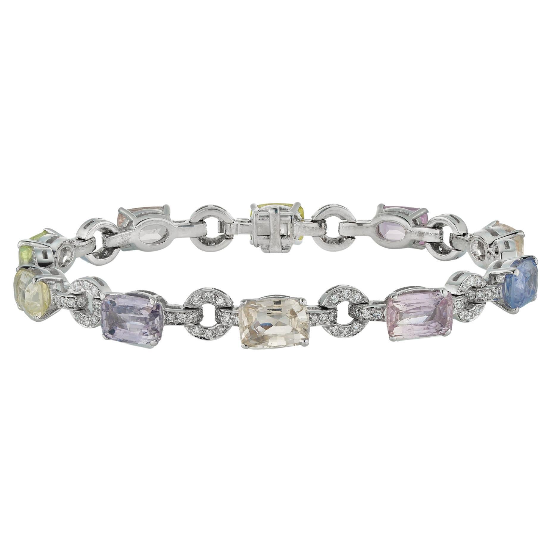 An Exquisite multicoloured Sapphire And Diamond Bracelet