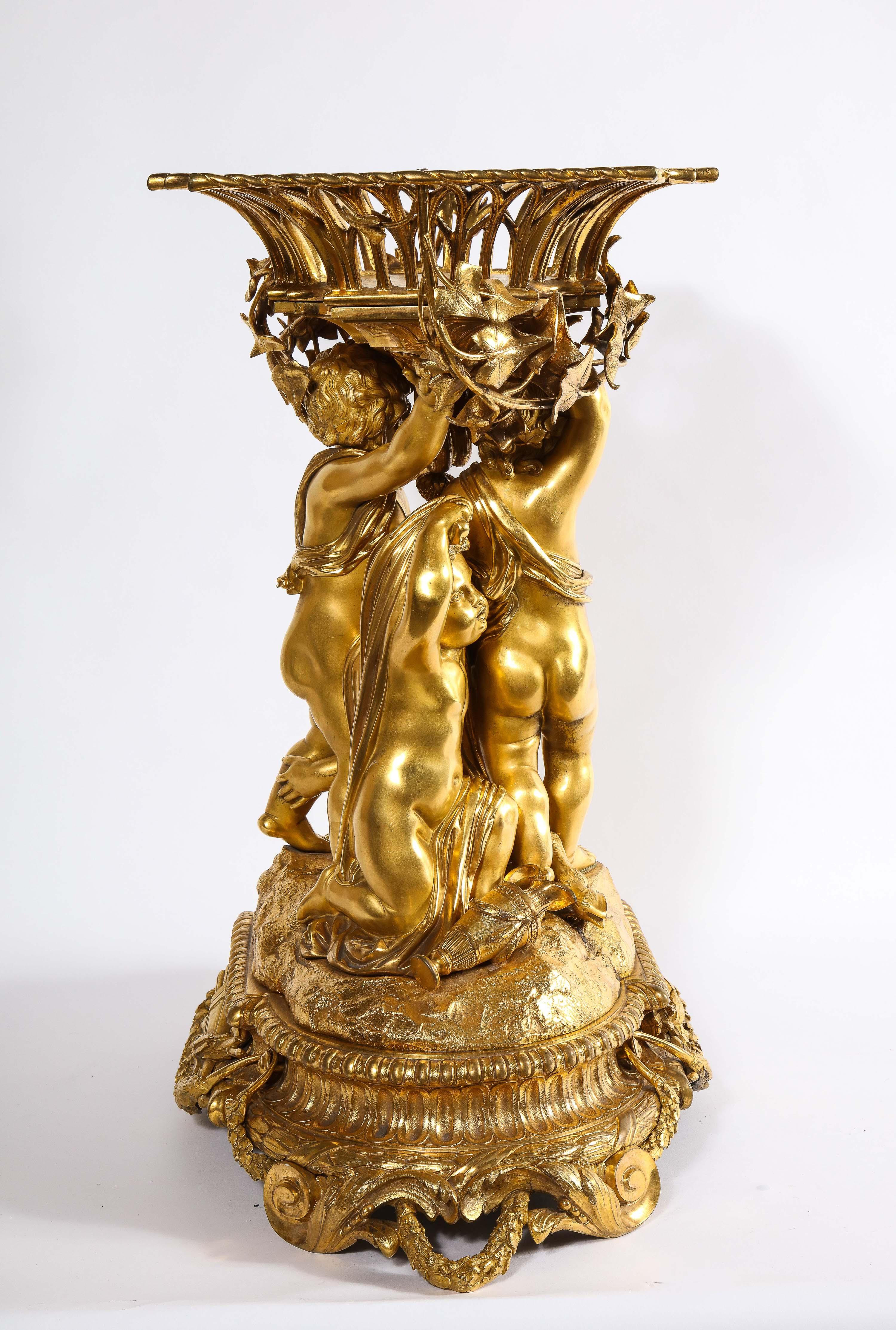 Exquisite Napoleon III French Ormolu Figural Basket Centerpiece, Circa 1880 For Sale 4