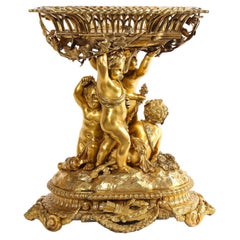Exquisite Napoleon III French Ormolu Figural Basket Centerpiece, Circa 1880