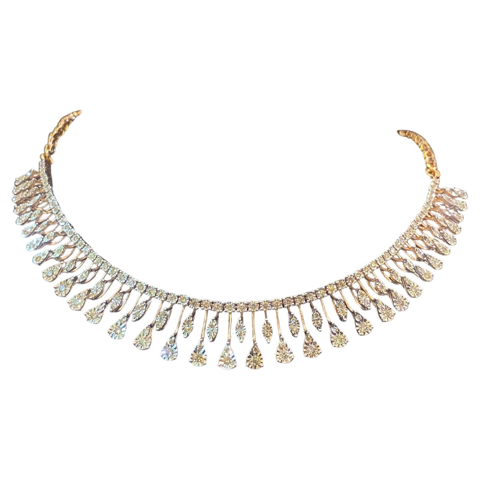 Certified 3.10 Carats Diamonds Gold Necklace 