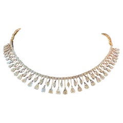 Certified 3.10 Carats Diamonds Gold Necklace 