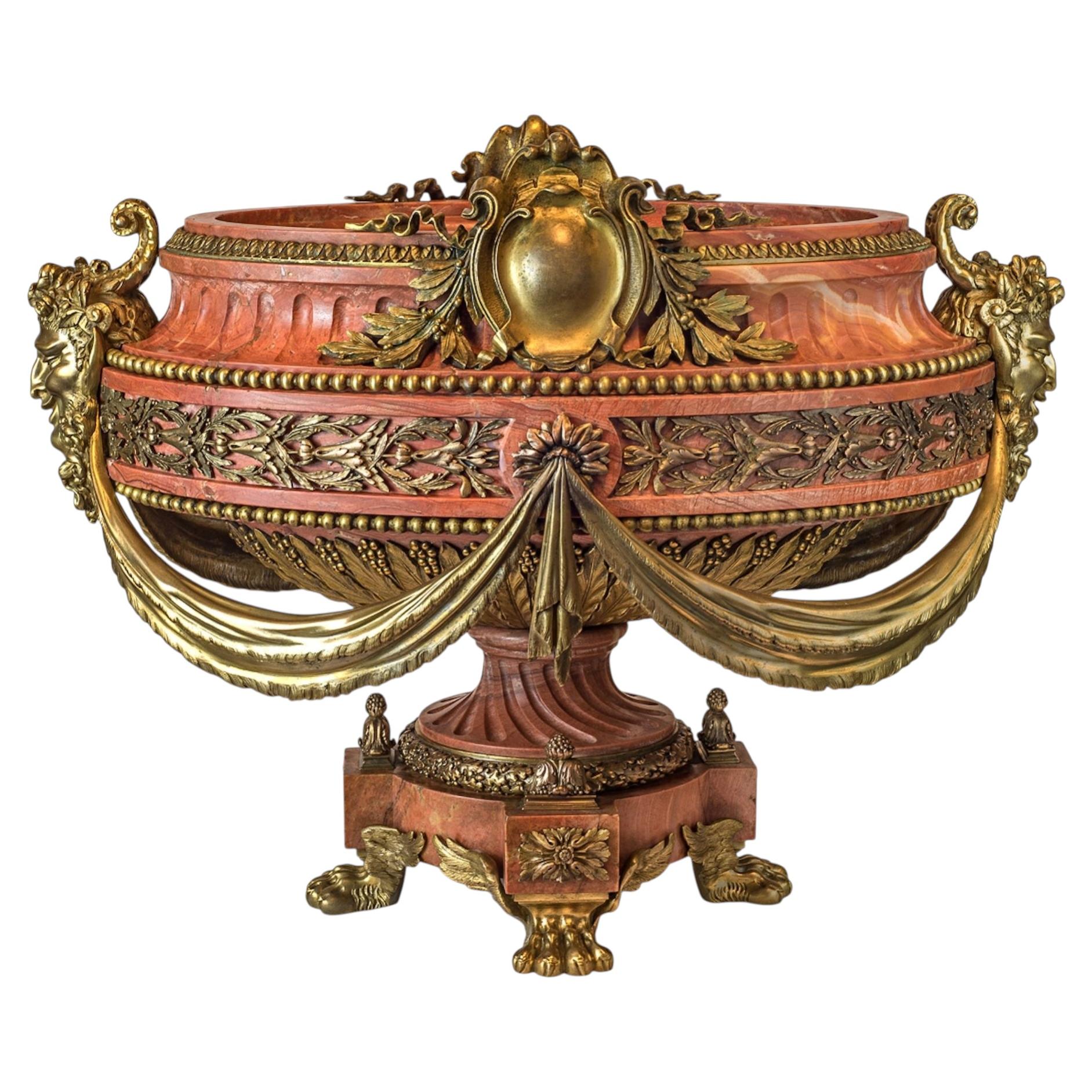 An exquisite Ormolu-Mounted Rouge Marble Centerpiece