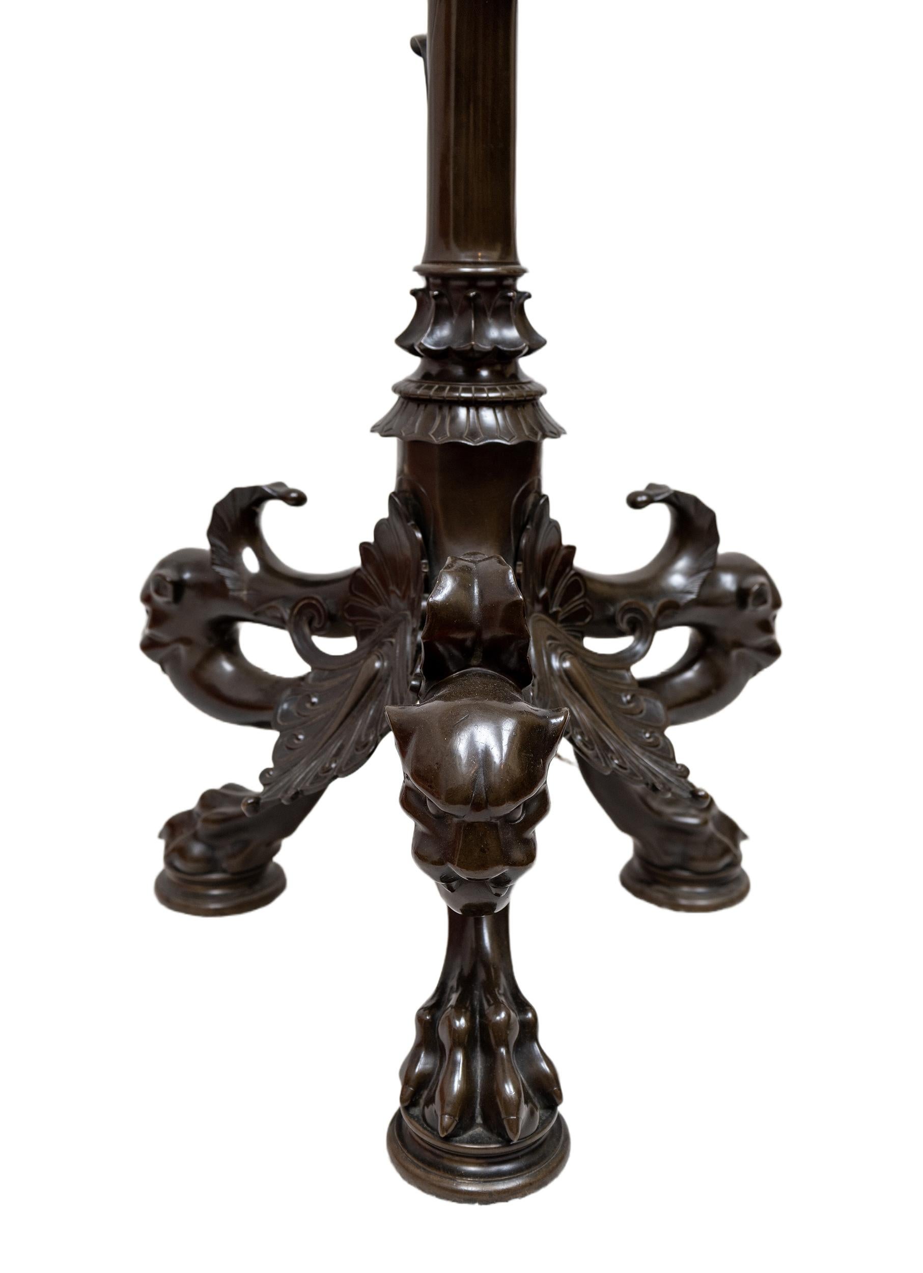 French An Exquisite pair of bronze lamp stands from the 1855 Paris exhibition. For Sale