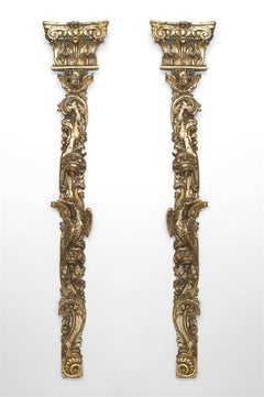 Pair of Italian Rococo Carved Pilaster Wall Plaques