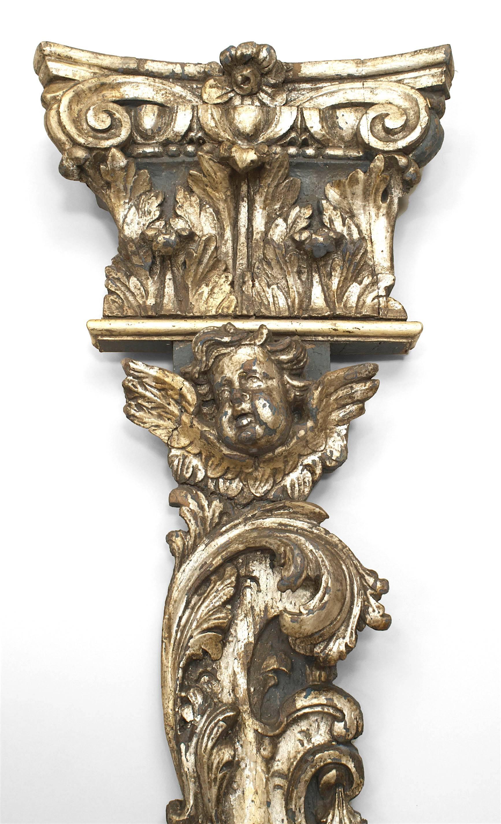 Rococo An Exquisite Pair of Carved 18th Century Silver Gilt Pilasters For Sale