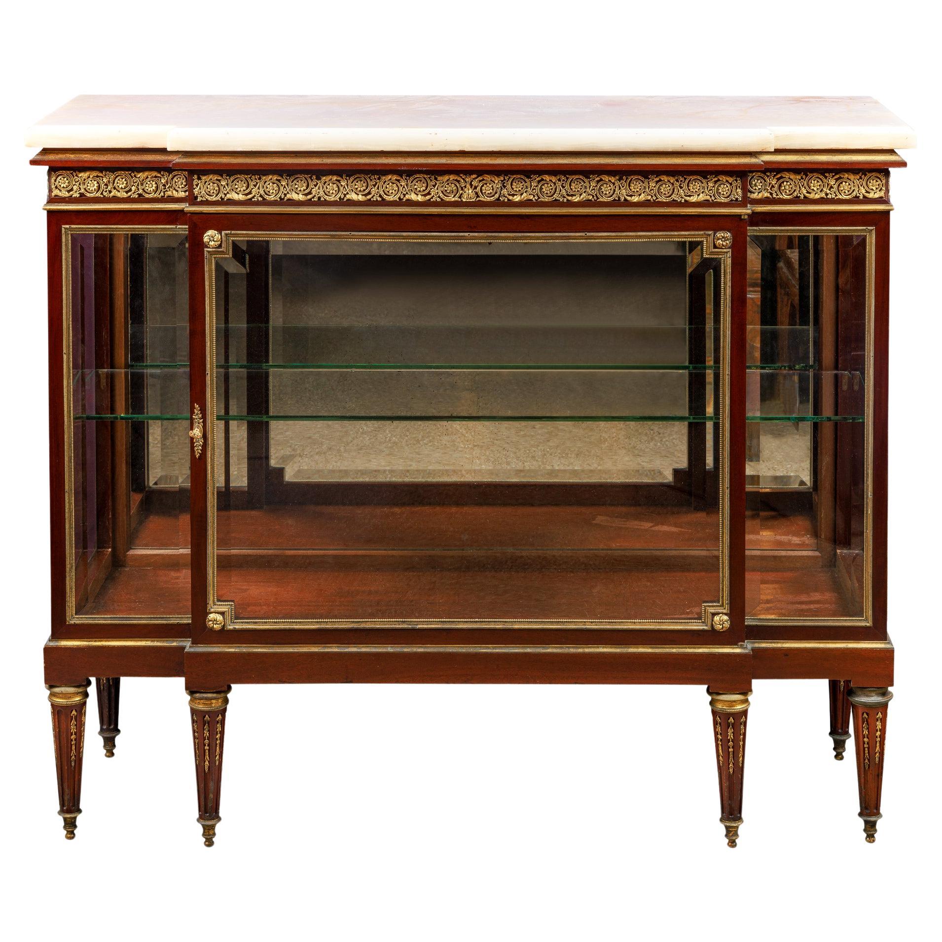 Exquisite Quality French Ormolu-Mounted Vitrine Commode Cabinet, C. 1880