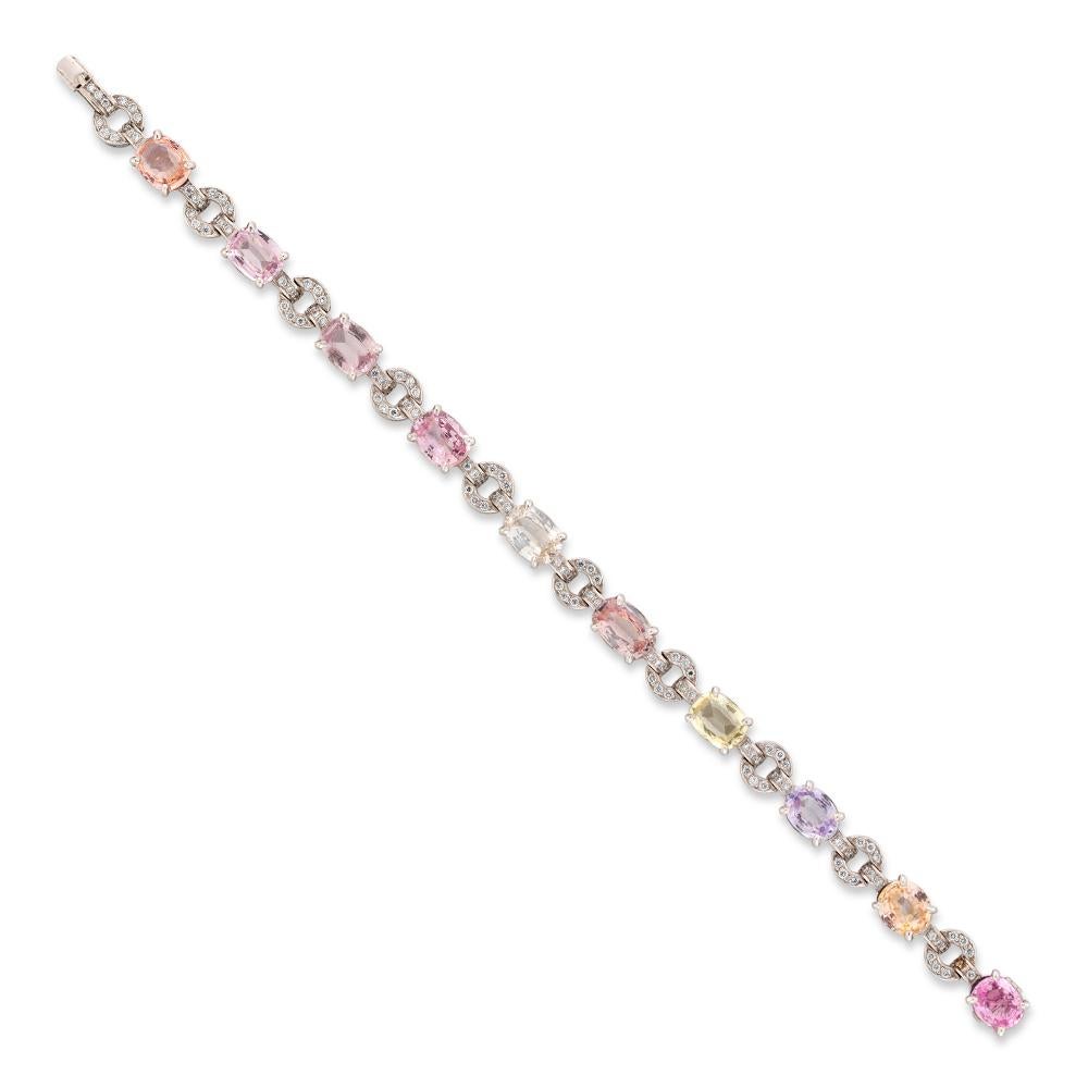 Exquisita Pulsera de Zafiro y Diamantes Moderno en venta