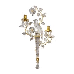 An Exquisite Set of Four Two-light Rock Crystal Sconces After Baguès